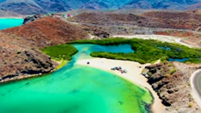 PLAYA SANTISPAC BCS MEXICO-2022: Coastal Beach with Turquoise Water and Road