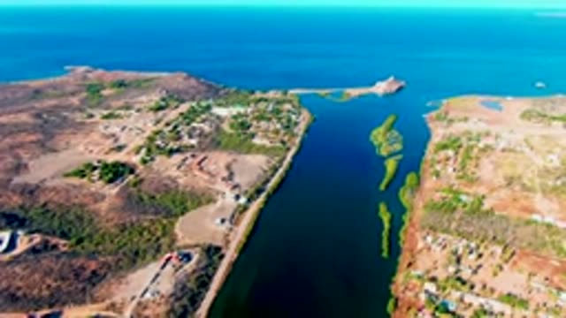 MULEGE BCS MEXICO-2022: Narrow Canal with Drifting Green Algae