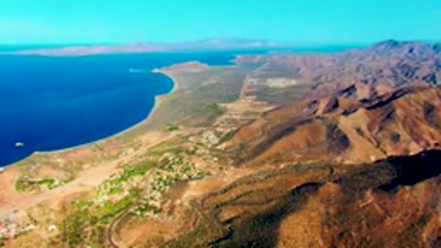 MULEGE BCS MEXICO-2022: Coastal Mountainous Landscape with Ocean and Settlements