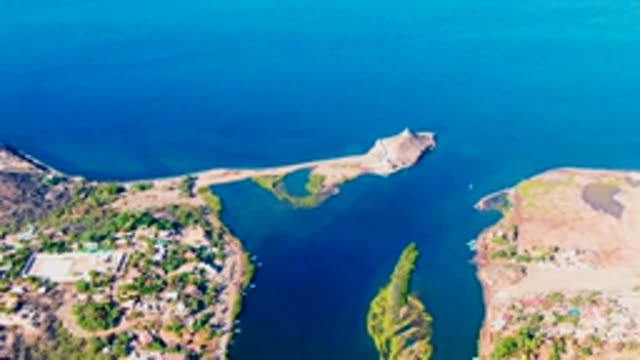 MULEGE BCS MEXICO-2022: Small Island in Coastal Waterway with Surrounding Land