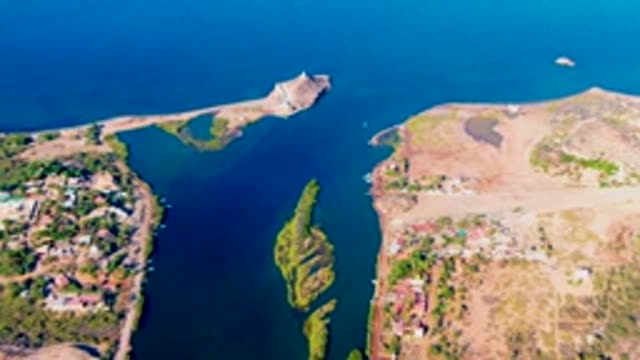 MULEGE BCS MEXICO-2022: Receding Water Exposes Coastal Inlet Land