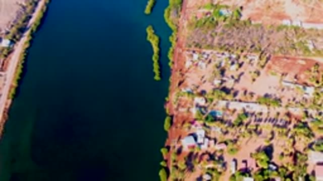 MULEGE BCS MEXICO-2022: Aerial River and Shoreline with Residential and Natural Areas