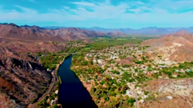 MULEGE BCS MEXICO-2022: River Winding Through Mountain Valley