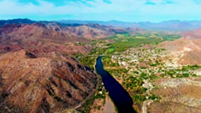 MULEGE BCS MEXICO-2022: Riverside Town in Mountain Valley