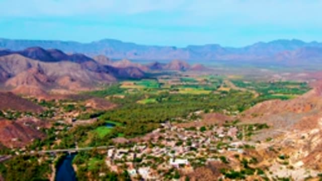 MULEGE BCS MEXICO-2022: Valley with River and Mountain Town