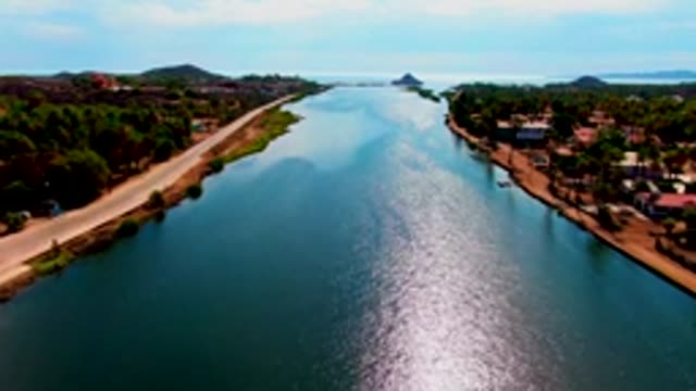 MULEGE BCS MEXICO-2022: Canal and Road with Residential Area From Above