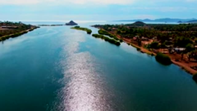 MULEGE BCS MEXICO-2022: Sunlight Glinting on a Narrow Water Channel