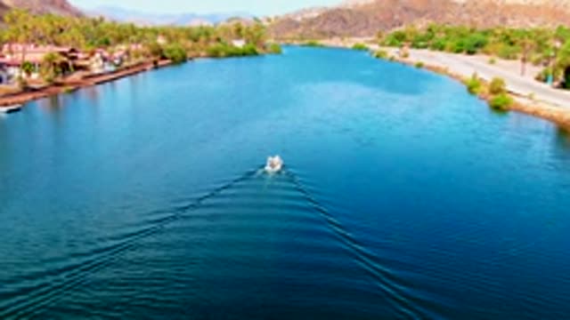 MULEGE BCS MEXICO-2022: Boat Creating Wake on a Narrow Canal