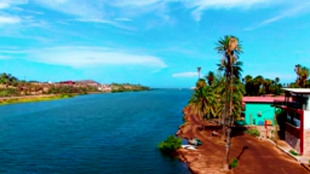MULEGE BCS MEXICO-2022: Gentle River Ripples and Palm Trees by the Shore