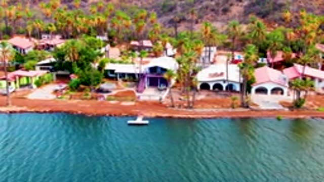 MULEGE BCS MEXICO-2022: Coastal Buildings and Palm Trees From Above