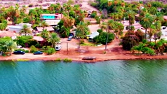 MULEGE BCS MEXICO-2022: Palm Tree Lined Shore and Residential Area