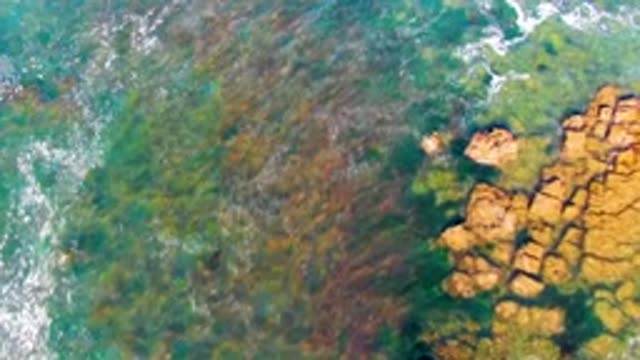 LA BOCANA BCS MEXICO-2022: Waves Crashing on Rocky Ocean Shore From Above