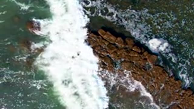 LA BOCANA BCS MEXICO-2022: Waves Crashing on Rocky Ocean Shore Aerial