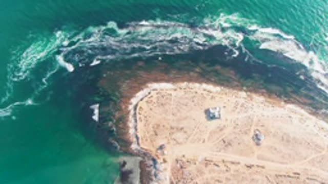 LA BOCANA BCS MEXICO-2022: Small Island with Breaking Waves and Sandy Shore
