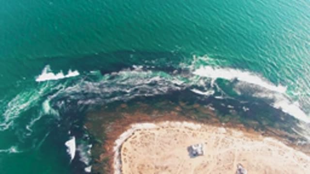 LA BOCANA BCS MEXICO-2022: Waves Crashing on Rocky Shore From Above