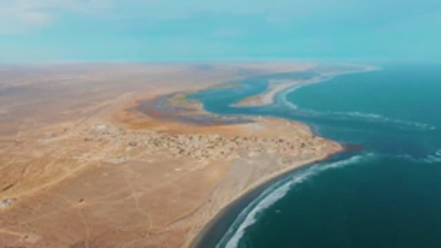 LA BOCANA BCS MEXICO-2022: Desert Shore with Small Settlement and Estuary