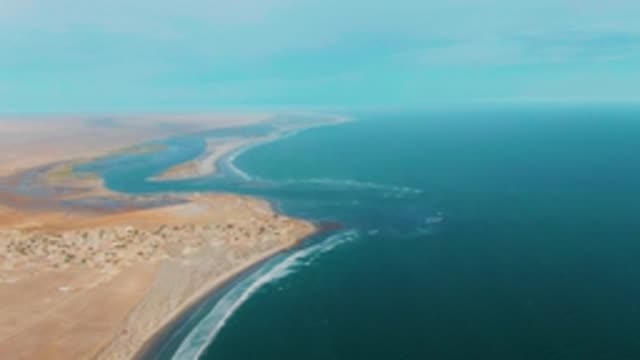 LA BOCANA BCS MEXICO-2022: Desert Coast with River Flowing to Ocean