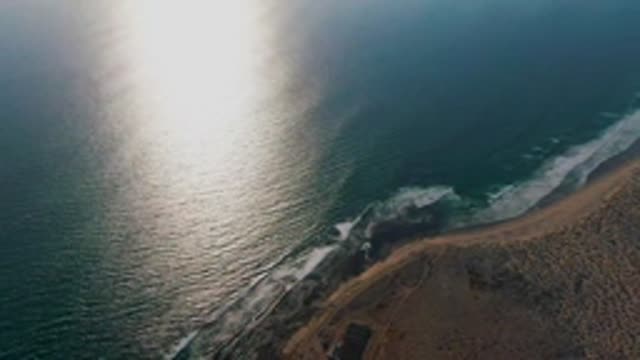 LA BOCANA BCS MEXICO-2022: Waves Lapping Sandy Shore From Aerial View