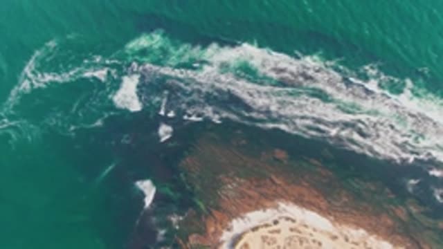 LA BOCANA BCS MEXICO-2022: Waves Breaking on Rocky Coastline From Above