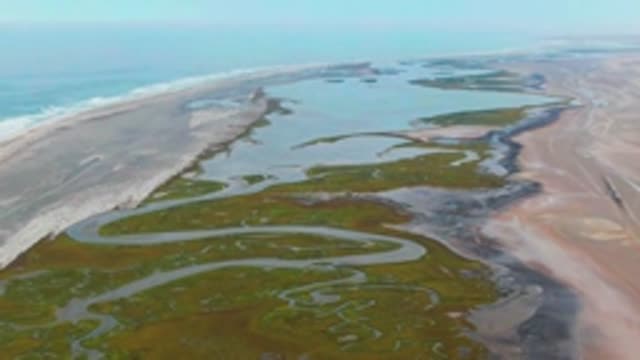 PUENTA ABREOJOS BCS MEXICO-2022: Coastal River Delta Flowing Into Ocean