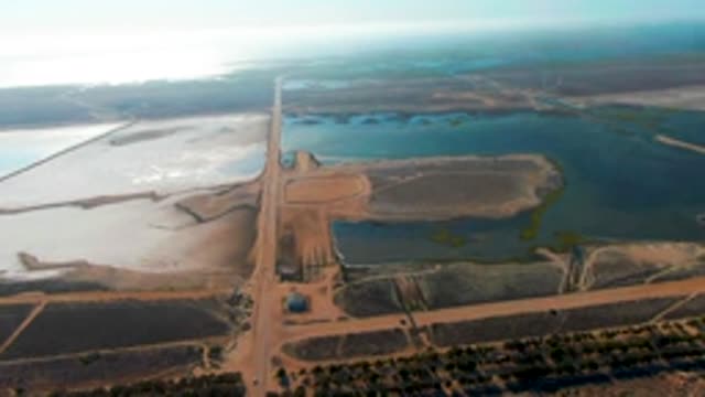 GUERRERO NEGRO BCS MEXICO-2022: Agricultural Field with Moving Vehicle on Dirt Road