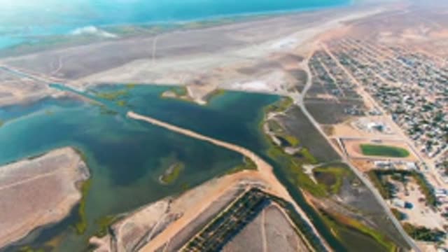 GUERRERO NEGRO BCS MEXICO-2022: Coastal Lagoon and Settlement with Tidal Changes