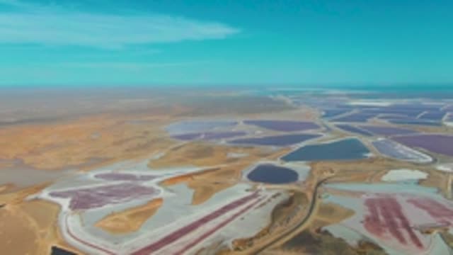 GUERRERO NEGRO BCS MEXICO-2022: Colorful Salt Evaporation Ponds in Arid Terrain