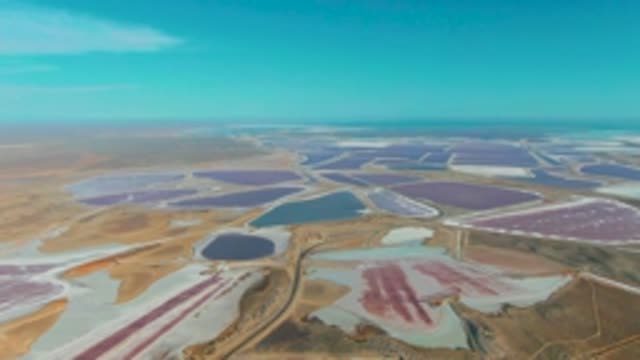 GUERRERO NEGRO BCS MEXICO-2022: Colorful Salt Evaporation Ponds in Arid Landscape