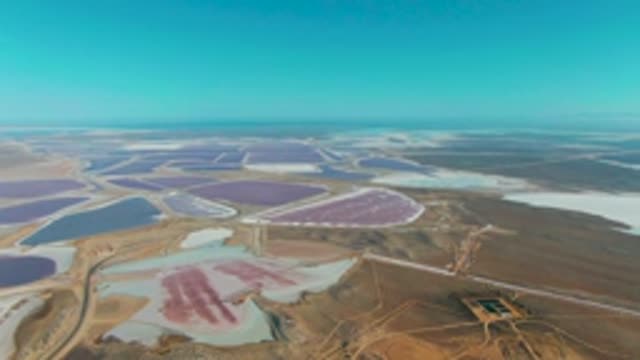 GUERRERO NEGRO BCS MEXICO-2022: Colorful Salt Evaporation Ponds in Arid Landscape