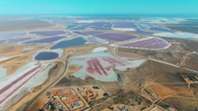 GUERRERO NEGRO BCS MEXICO-2022: Multicolored Salt Evaporation Ponds in Arid Terrain