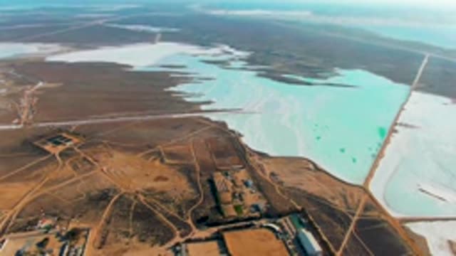 GUERRERO NEGRO BCS MEXICO-2022: Salt Flats with Turquoise Ponds and Industrial Structures