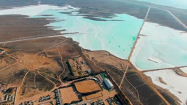 GUERRERO NEGRO BCS MEXICO-2022: Salt Production Facility with Turquoise Evaporation Ponds