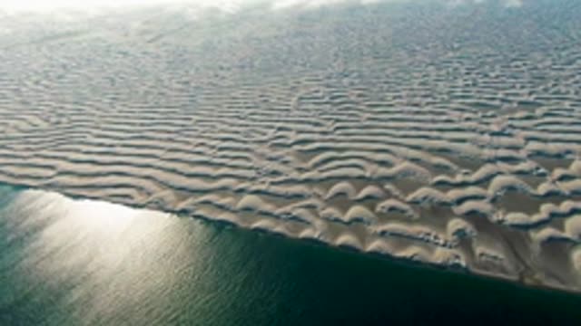GUERRERO NEGRO BCS MEXICO-2022: Rippled Sand Dunes Along Ocean Shore