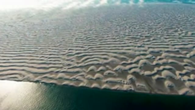 GUERRERO NEGRO BCS MEXICO-2022: Wavy Sand Dunes Meeting Ocean Coastline From Above