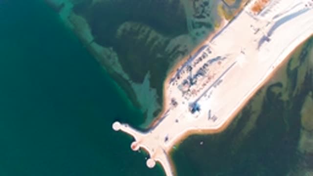 GUERRERO NEGRO BCS MEXICO-2022: Coastal Causeway with Tidal Water Changes