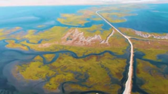 GUERRERO NEGRO BCS MEXICO-2022: Road Winding Through Marshy Wetlands