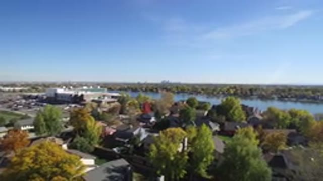 HIDDEN LAKE COLORADO-2016: Drone Flying Over Residential Area In The Fall