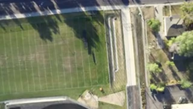 HIDDEN LAKE COLORADO-2016: Aerial View Of A Green Football Field