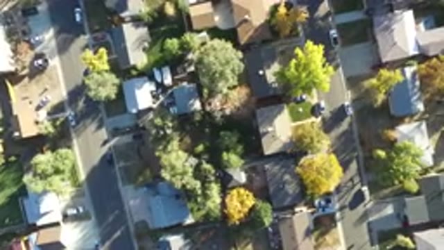 HIDDEN LAKE COLORADO-2016: Drone Footage Of A Suburban Area With Streets And Houses