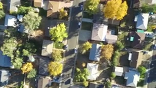 HIDDEN LAKE COLORADO-2016: Aerial Shot Of Roofs And Trees With Roads And Some