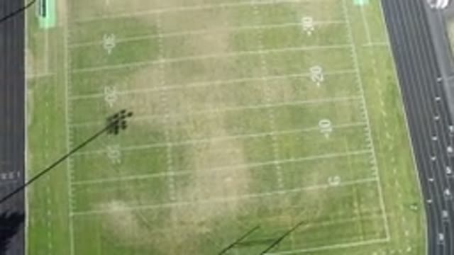 HIDDEN LAKE COLORADO-2016: American Football Or Rugby Pitch With Lights For Night Games