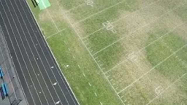 HIDDEN LAKE COLORADO-2016: Track And Field Stadium Drone Flyover Football Racing