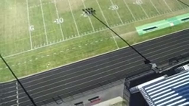 HIDDEN LAKE COLORADO-2016: Aerial View Of A Football Field With A Running Track