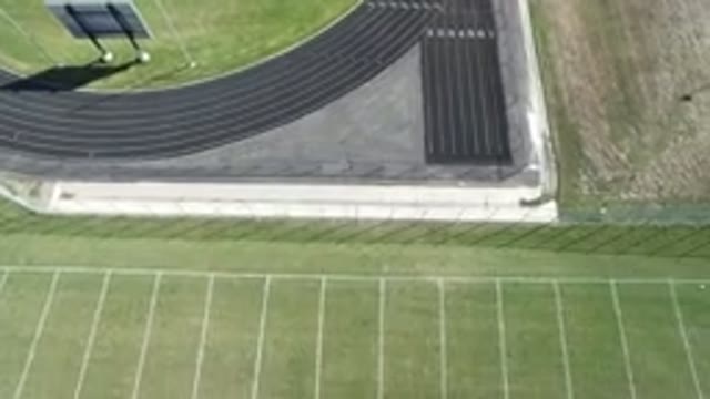 HIDDEN LAKE COLORADO-2016: Aerial View of An Outdoor Open Field For Football