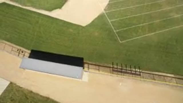 HIDDEN LAKE COLORADO-2016: Aerial View Of A Green Grassy Baseball Field On A
