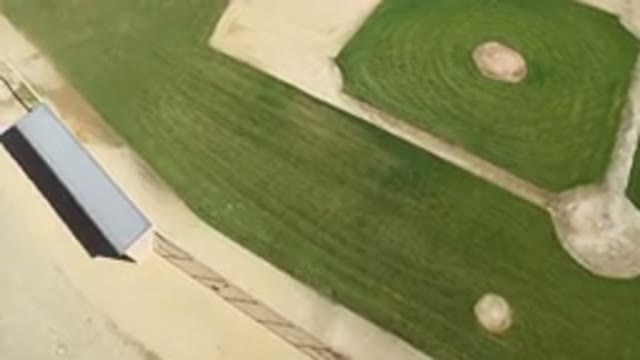 HIDDEN LAKE COLORADO-2016: Aerial Panning Shot Of Empty Baseball Field During