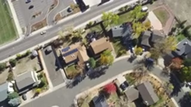 HIDDEN LAKE COLORADO-2016: Aerial View Of Houses And Roads Using Drone Camera