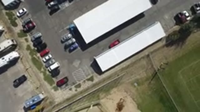 HIDDEN LAKE COLORADO-2016: Top View Of A Warehouse Soccer Field And Parking