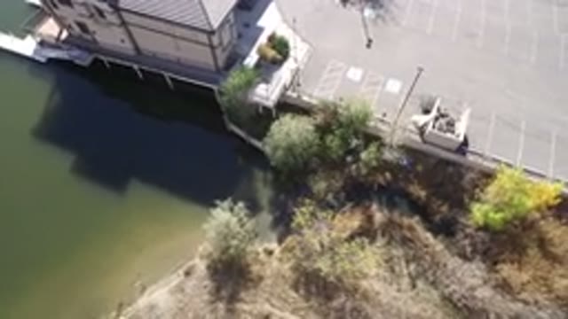 HIDDEN LAKE COLORADO-2016: Aerial Drone Shot Of Coastal Establishment With