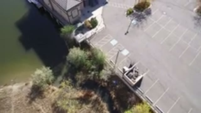 HIDDEN LAKE COLORADO-2016: Aerial View Of Empty Parking Lot In Front Of Big Villa